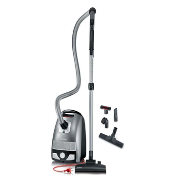 SEVERIN Bodenstaubsauger mit Beutel S'POWER, leistungsstarker & leiser Staubsauger mit 360° Rollen, HEPA 13 Filter, Zubehör für Parkett & Teppich, platingrau - granatrot, BC 7045 im Sale